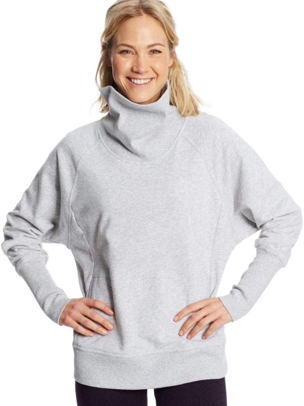 Light Gray Mock neck Pullover Sweatshirt - Women